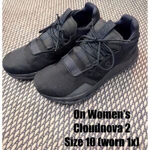On Cloudnova 2 Form Women Black Sneakers US 10 Lifestyle Running Shoes Mesh